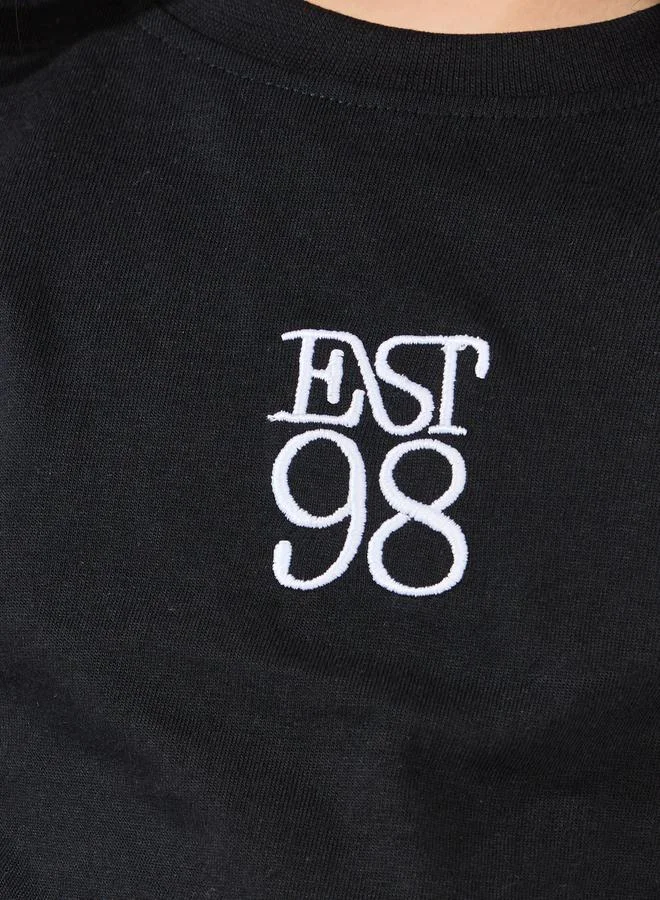 Styli Embroidered Detail Round Neck T-Shirt