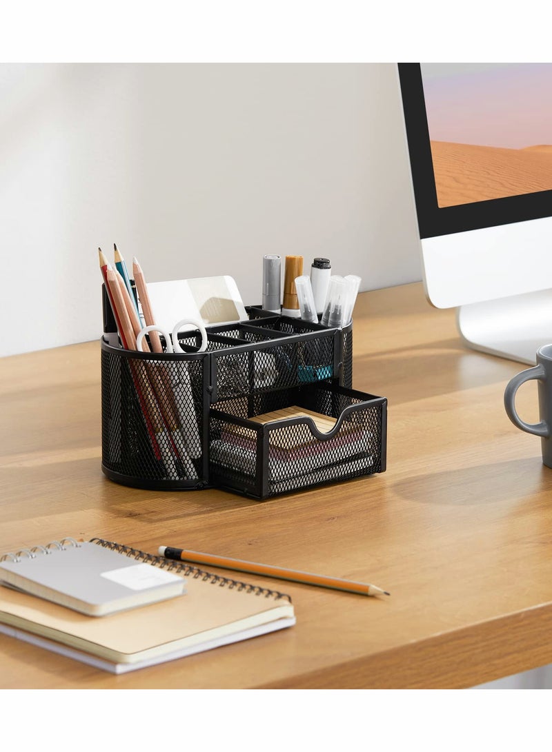 Mesh Desk Organizer - 9 Compartments Office Supplies Holder, Multi-functional Desktop Caddy for Pens, Pencils, Paperclips, and More - Image 2