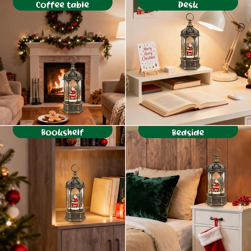 SUNFACE Christmas Snow Globes Lantern, Santa Claus & Deer Christmas Decorations Indoor, 6H Timer Battery & USB Powered Light Up Musical Snow Globes for Kids Women Adults Gift Thanksgiving Home Decor - Image 5