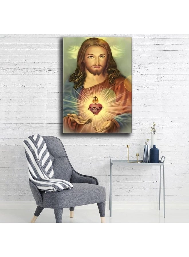 FireDeer Catholic Jesus Poster Print On Canvas Painting Christian God Pictures for Living Room No Frame (Sacred Heart of Jesus-1,16x24inch) - Image 5