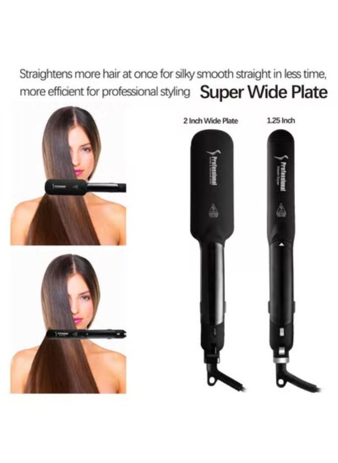 SHOPI - 2 in 1 Professional Multi-function salon Ceramic Vapor Steam Flat Iron Spray Hair Straighteners Curler Salon Steam Styler, LCD Display Display with Adjustable Temp and Quick Heating - Image 1