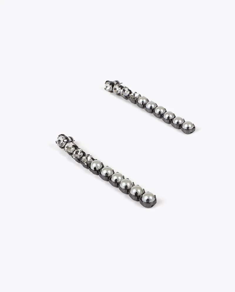 Lola Casademunt Crystal and Pearl Drop Earrings