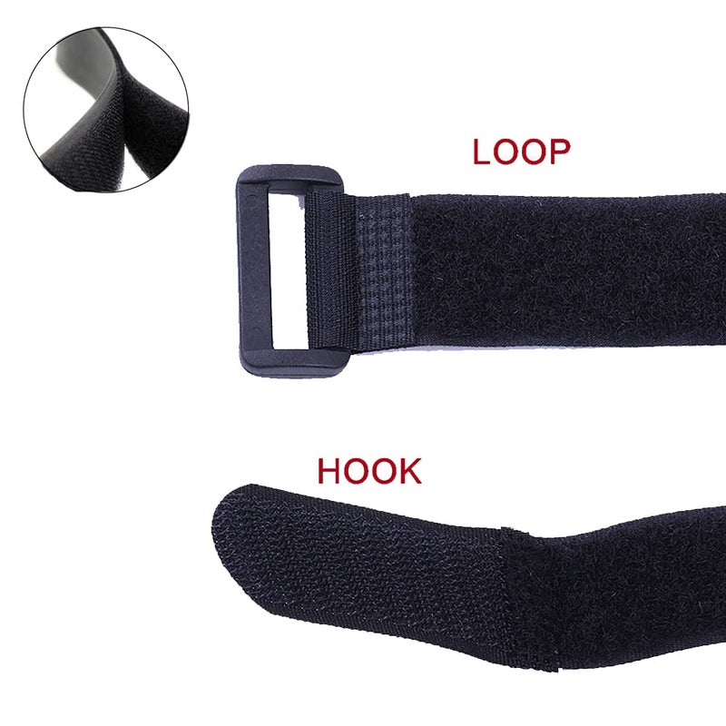 HUAPX Fastening Nylon Strap with Buckle,10Pack Reusable Self-Adhesive Hook and Loop Cable Securing Straps,Adjustable Cinch Straps for Cords Organized and Tidy(1" x 8") - Image 2
