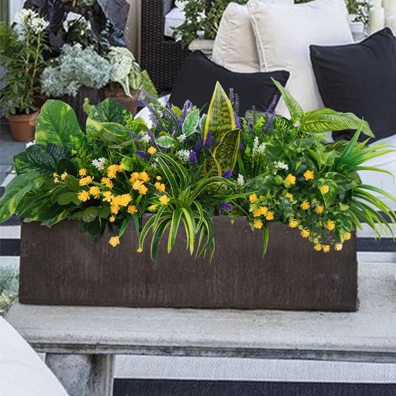 GTIDEA 19 Bundles Outdoor Faux Plants, Artificial Plants & Flowers UV Resistant Fake Plastic Leaves Greenery Stems for Outside Window Box Hanging Baskets Garden Patio Front Porch Decor - Image 4