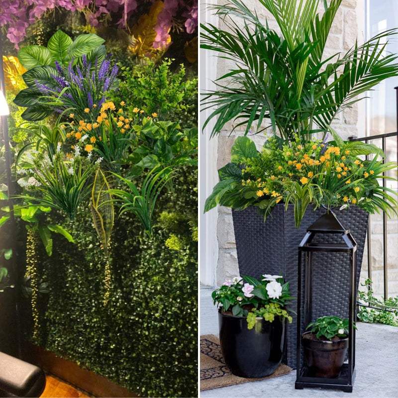 GTIDEA 19 Bundles Outdoor Faux Plants, Artificial Plants & Flowers UV Resistant Fake Plastic Leaves Greenery Stems for Outside Window Box Hanging Baskets Garden Patio Front Porch Decor - Image 5