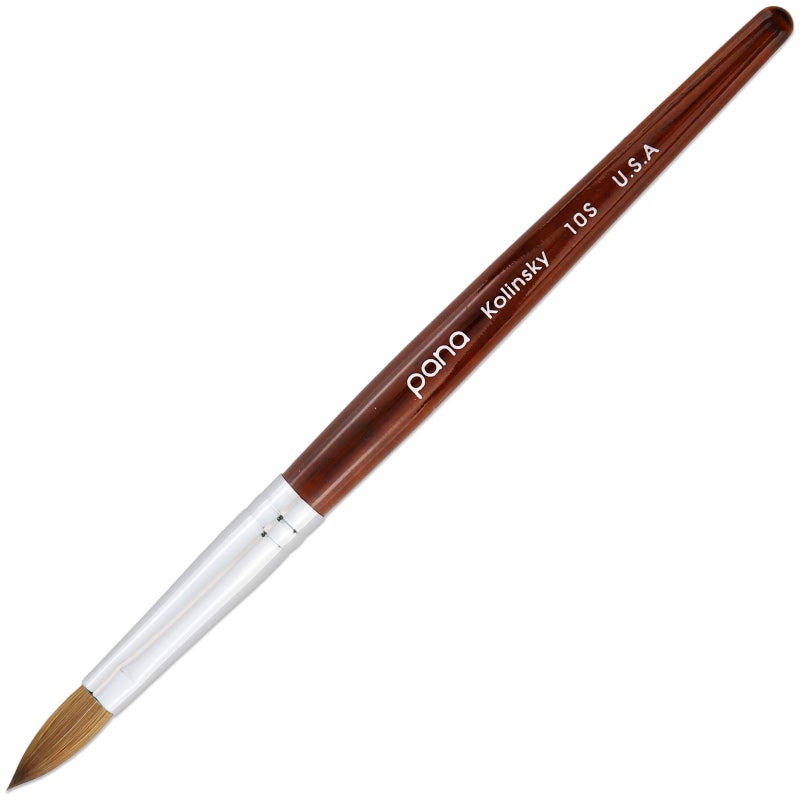 Pana PANA 100 Pure Kolinsky Hair Bristles Acrylic Nail Brush Oval Crimped Shaped Mahogany Wood Handle Professional Salon Quality Size 10 Mahogany