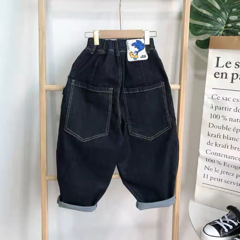 Boys' Jeans 2025 Collection, Loose Korean Style Trendy Casual Long Pants For Toddlers And Young Children - Image 1