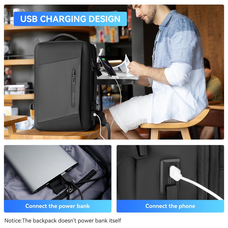 MARK RYDEN Travel Backpack for Men, 38L Airline Approved Carry on Backpack with 17.3 Inch Laptop Compartment and USB Charging Port, Waterproof Business Backpack Ideal for Traveling, Working - Image 3