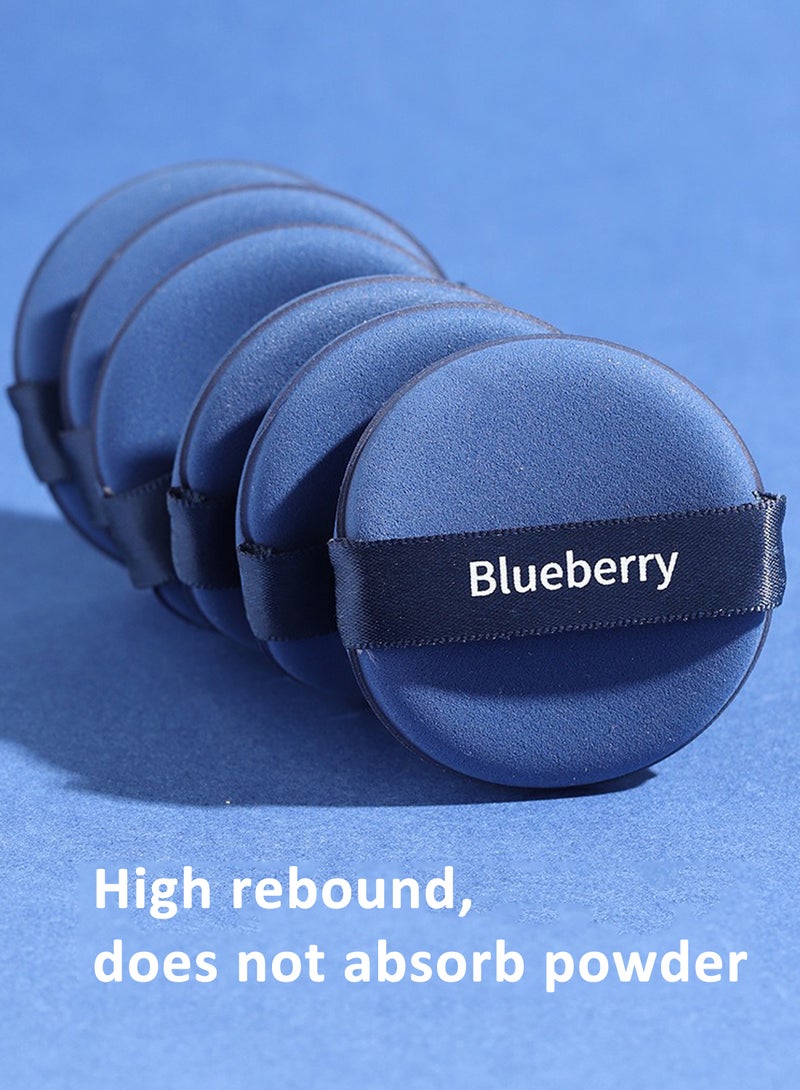 Blueberry Round Shaped Powder Puff Set, Reusable Blueberry Blue Makeup Sponge Puff for Face, 6 Pack - Image 3