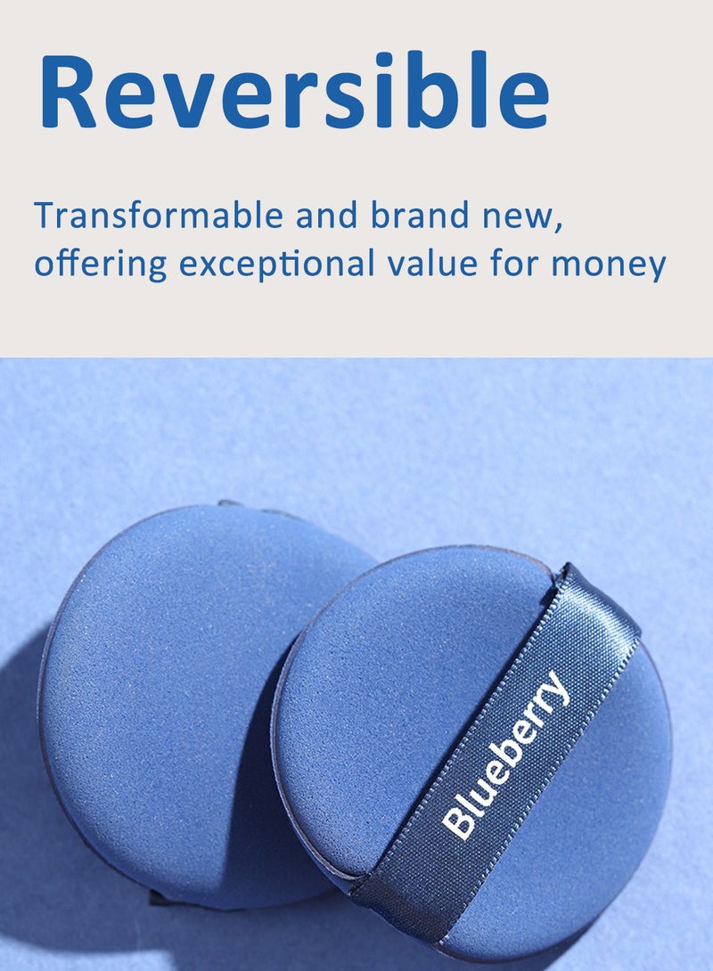 Blueberry Round Shaped Powder Puff Set, Reusable Blueberry Blue Makeup Sponge Puff for Face, 6 Pack - Image 4