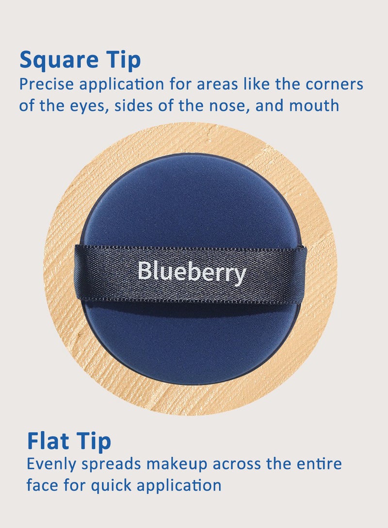 Blueberry Round Shaped Powder Puff Set, Reusable Blueberry Blue Makeup Sponge Puff for Face, 6 Pack - Image 2