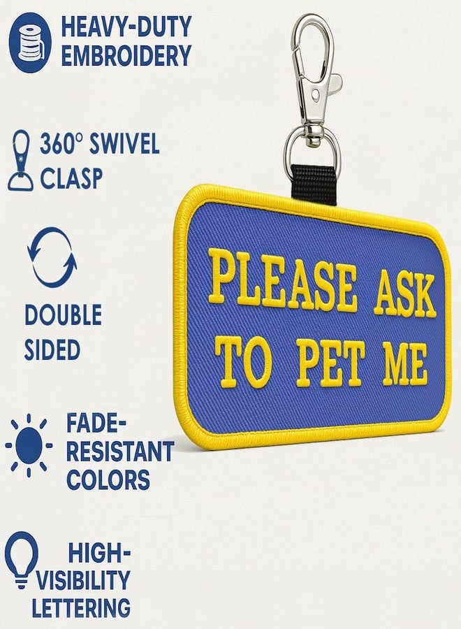 WORKINGSERVICEDOG.COM يرجى طلب مداعبتي. رقعة تعريفية لكلب خدمة أو كلب علاج - تُثبت على السترة، أو السرج، أو الطوق، أو المقود، أو الحاملة. - Image 2