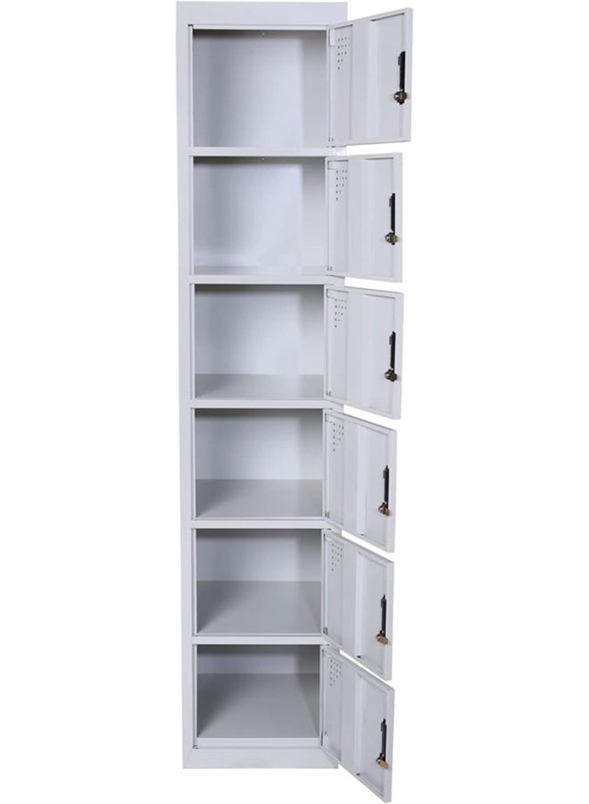 RIGID Six doors locker, Steel Metal Storage Locker- with 5 shelf - for Home & School & Office - Lock With plastic handle (Grey) - Image 4