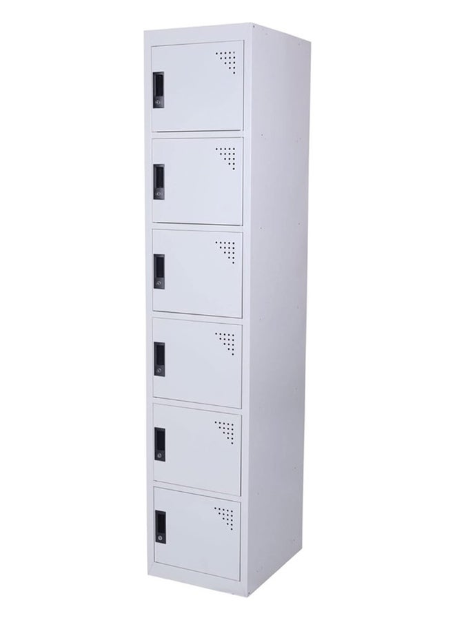 RIGID Six doors locker, Steel Metal Storage Locker- with 5 shelf - for Home & School & Office - Lock With plastic handle (Grey) - Image 2