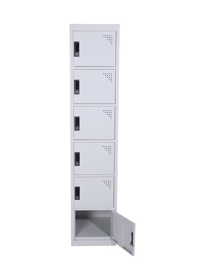 RIGID Six doors locker, Steel Metal Storage Locker- with 5 shelf - for Home & School & Office - Lock With plastic handle (Grey) - Image 3