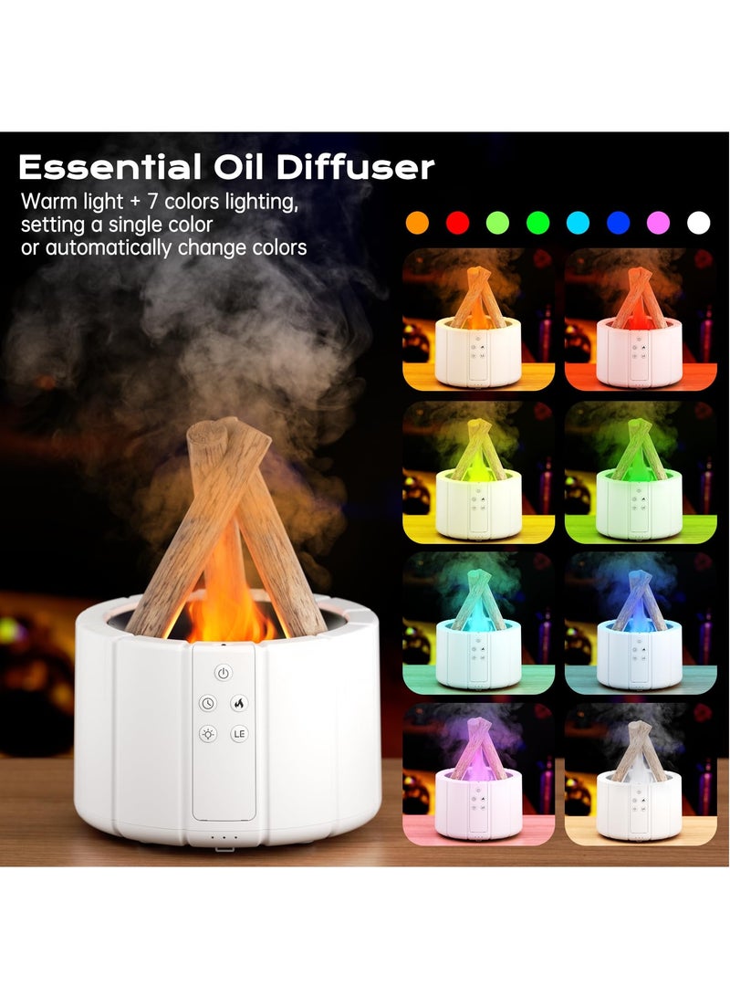 KASTWAVE مرطب هواء نار المخيم 250 مل مع جهاز تحكم عن بعد، ناشر لهب صامت للعلاج بالروائح مع توقيت، بشكل نار المخيم وإضاءة دافئة و7 ألوان ملونة - Image 3