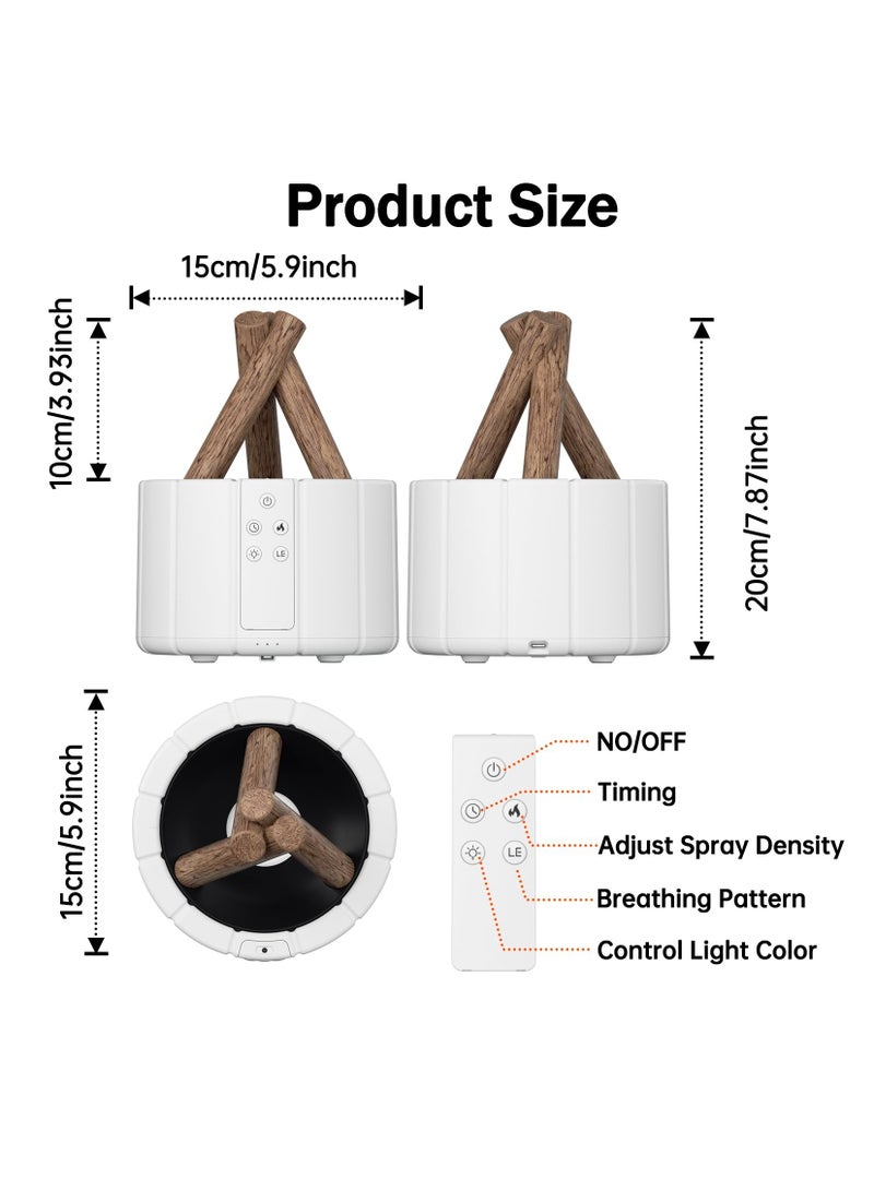 KASTWAVE مرطب هواء نار المخيم 250 مل مع جهاز تحكم عن بعد، ناشر لهب صامت للعلاج بالروائح مع توقيت، بشكل نار المخيم وإضاءة دافئة و7 ألوان ملونة - Image 2