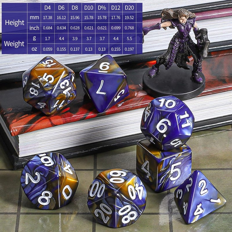CiaraQ DND Polyhedral Dice Set with a Black Dice Bag for D&D RPG MTG Role Playing Table Games - Image 3