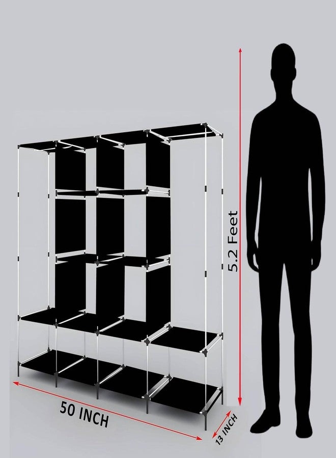GTC Non Woven Fabric Collapsible Wardrobe 12 Shelves Storage Unit Almari Closet Clothes Storage Rack Quick and Easy to Assemble (88170) (165.50X42.50X166, Grey) - Image 5