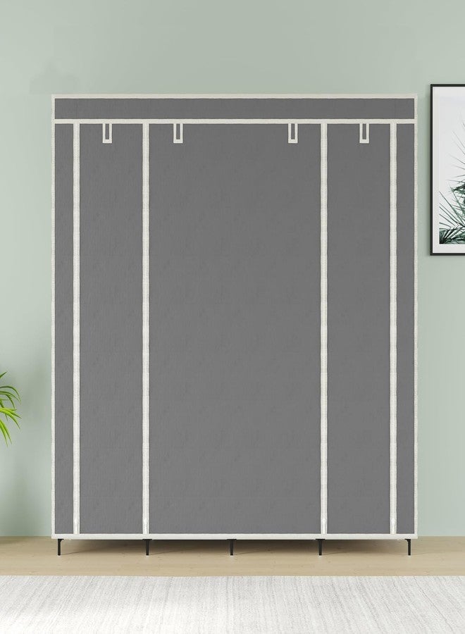GTC Non Woven Fabric Collapsible Wardrobe 12 Shelves Storage Unit Almari Closet Clothes Storage Rack Quick and Easy to Assemble (88170) (165.50X42.50X166, Grey) - Image 3