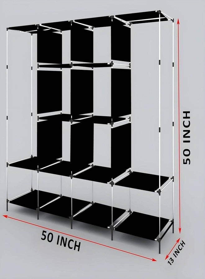 GTC Non Woven Fabric Collapsible Wardrobe 12 Shelves Storage Unit Almari Closet Clothes Storage Rack Quick and Easy to Assemble (88170) (165.50X42.50X166, Grey) - Image 4