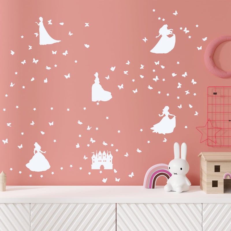 Robmoda Glow in The Dark Princess Castle Wall Sticker, Self-Adhesive Star Butterfly Wall Decal for Girl's Room, Fluorescent Sticker for Ceiling Nursery (Blue) - Image 5