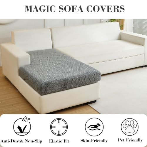 Disayu Magic Sofa Covers Couch Covers 2024 New Couch Cushion Covers Universal Sofa Covers Washable Stretch Slipcovers for Sectional Sofa (Texture Gray,Chaise Cover) - Image 3
