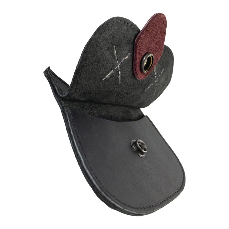 Hide & Drink, Cat-Shaped Wallet, Coin Pouch, Money Holder, Travel Accessory, Full Grain Leather, Handmade, Cartoon Black - Image 3