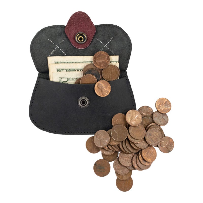 Hide & Drink, Cat-Shaped Wallet, Coin Pouch, Money Holder, Travel Accessory, Full Grain Leather, Handmade, Cartoon Black - Image 4