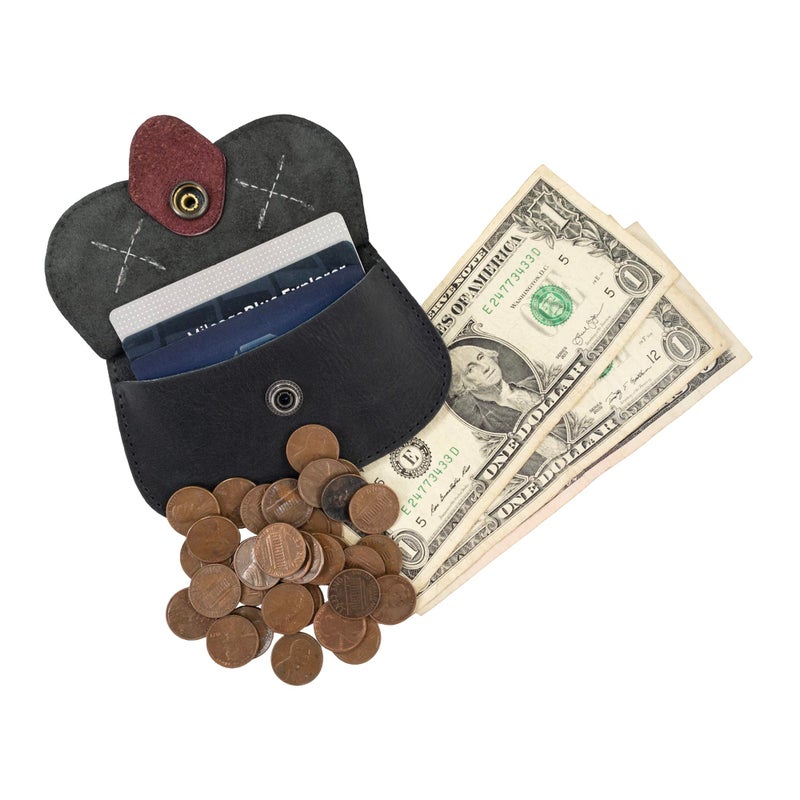 Hide & Drink, Cat-Shaped Wallet, Coin Pouch, Money Holder, Travel Accessory, Full Grain Leather, Handmade, Cartoon Black - Image 5