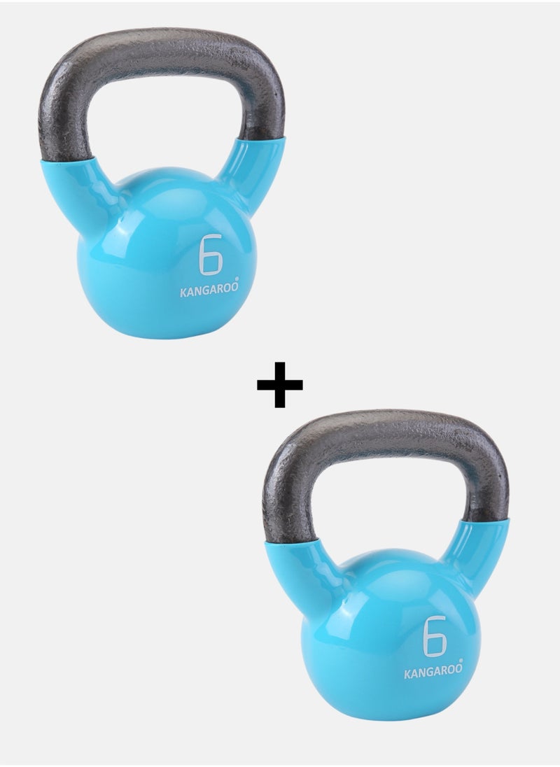 KANGAROO Kangaroo 6+6 kg kettlebell weights made of cast iron and coated with thick vinyl and rubber. Bundle 