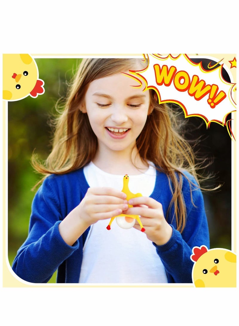 Y&D Funny Toys 6 Pcs Decompression Chicken Toy Novelty and Eggs Stress Relieve Venting Anger Rubber Laying Egg Keychain for Releasing - Image 2