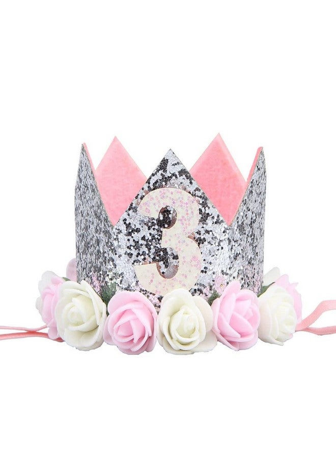 لوف فيري عصابة رأس من Lovefairy Baby's Rose Flowers Gold Glittered Christmas Crown لتصوير حفلات أعياد الميلاد (3 فضي) - Image 1