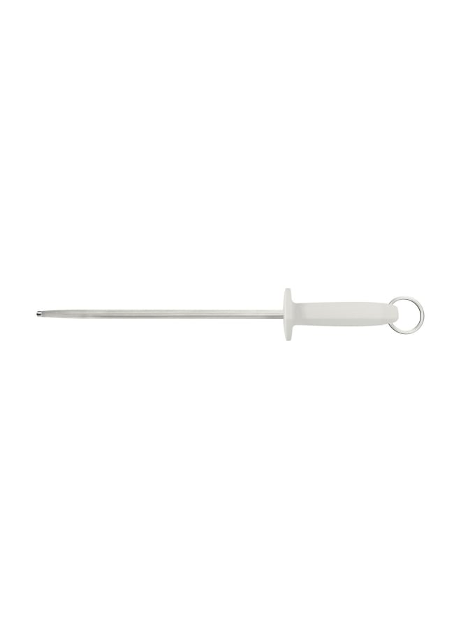 Tramontina Professional 12 Inches Grooved Sharpener with Carbon Steel Rod and White Polypropylene Handle