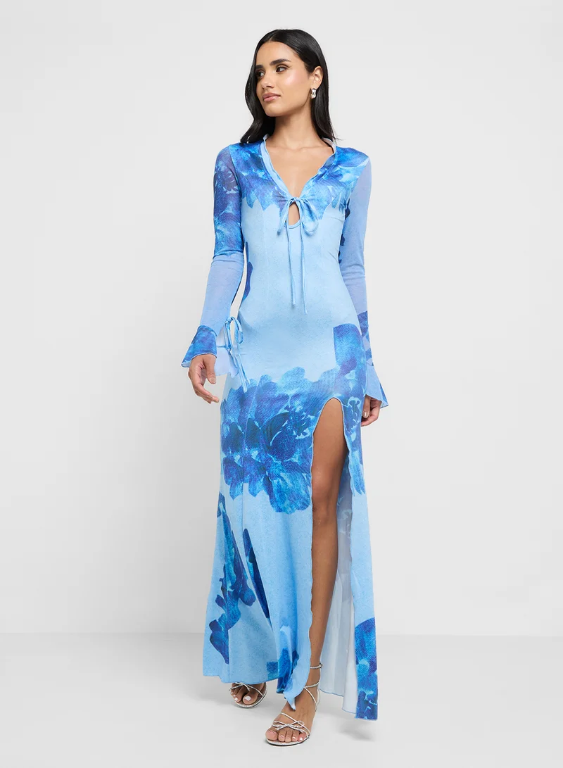 Ginger Floral Bodycon Dress With Slit