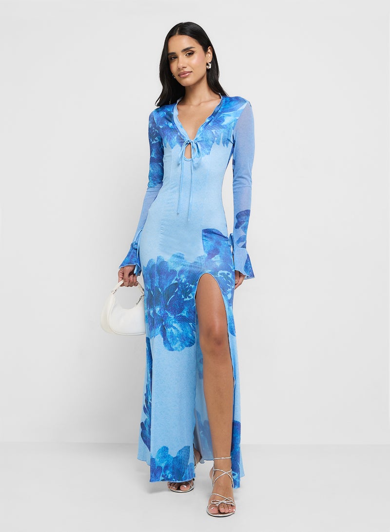 Ginger Floral Bodycon Dress With Slit  - Image 4
