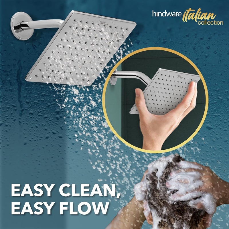 hindware Hindware Stainless Steel 200 MM Easy Clean Rain Shower Witout Arm Square Overhead Shower Chrome Finish 5year Warranty  - Image 4