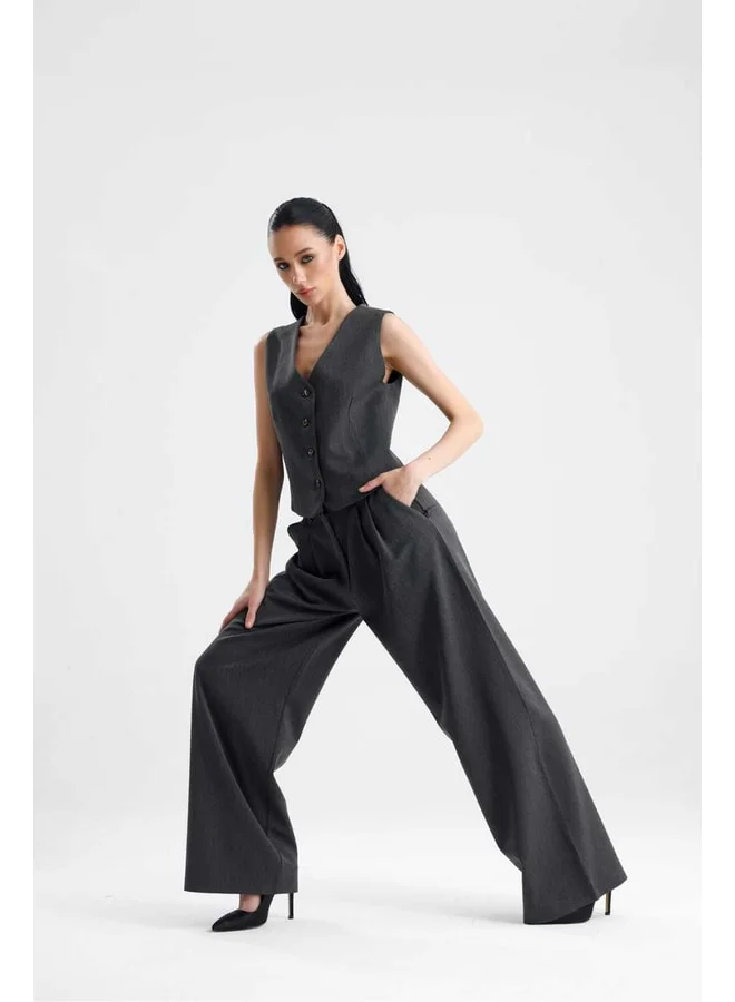 GACACOLLECTION SPELLO Women's Classic Front Pleated Palazzo Polyviscose Fabric Pants.