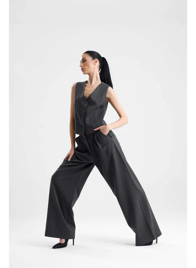 GACACOLLECTION SPELLO Women's Classic Front Pleated Palazzo Polyviscose Fabric Pants.