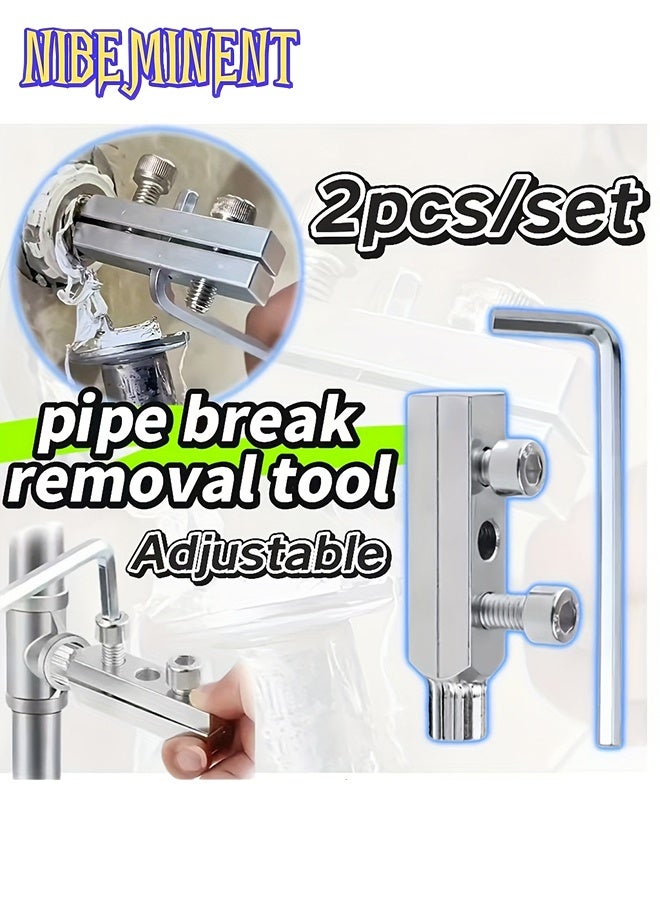 NIBEMINENT 2pcs Set 6.35*1.3 cm Adjustable Metal Pipe Breaker Removal Tool Kit, Quick Faucet Broken Bolt Extractor Tool, Universal 4-Point and 6-Point Nut Remover, Ideal Disassembly Tool - Image 2