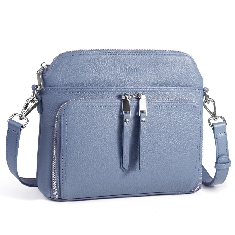 befen Real Leather Crossbody Bags for Women Small Shoulder Cross Body Purses for Woman with Built in RFID Wallet Blue - Image 1