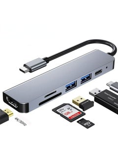 Arabest 6-in-1 Laptop Docking Station Hub Multiport Adapter, Multifunctional Adapter Portable Aluminum Hub Compatible with Macbook Pro/Huawei Matebook  - Image 1