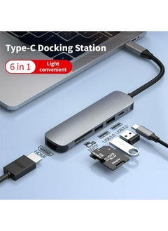 Arabest 6-in-1 Laptop Docking Station Hub Multiport Adapter, Multifunctional Adapter Portable Aluminum Hub Compatible with Macbook Pro/Huawei Matebook  - Image 2