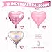 Biapian Pink and Silver Heart Balloons 10 Pcs Pink Laser Silver Heart Shaped Balloon 18 Inch Metallic Glitter Stars Foil Balloons for Girls Women Princess Brithday Baby Shower Valentines Party Decorations - Image 4