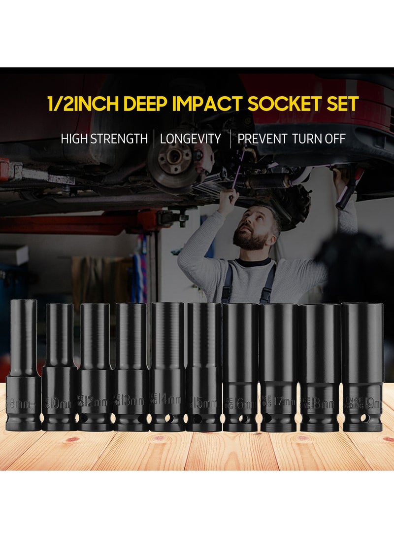 Professional Impact Socket Set Pneumatic Thickening 10 12 13 14 15 17 19 21 22 24, 10 Pcs Socket Set  1/2"  - Image 3