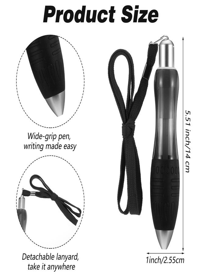 Wanmu 14 Pcs Big Fat Pens, Large Wide Grip Ballpoint with Rope, Ergonomic Pen for Tremor, Arthritis, Parkinson, Handicap (2 Pens + 6 Blue Refills + 6 Black Refills) - Image 2