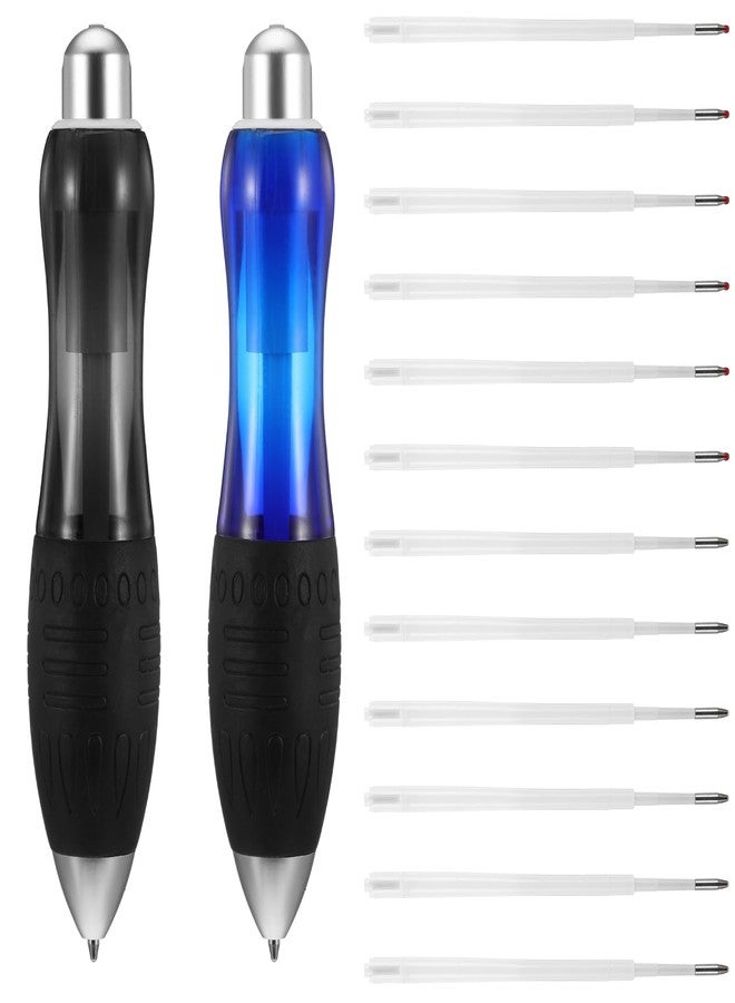 Wanmu 14 Pcs Big Fat Pens, Large Wide Grip Ballpoint with Rope, Ergonomic Pen for Tremor, Arthritis, Parkinson, Handicap (2 Pens + 6 Blue Refills + 6 Black Refills) - Image 1