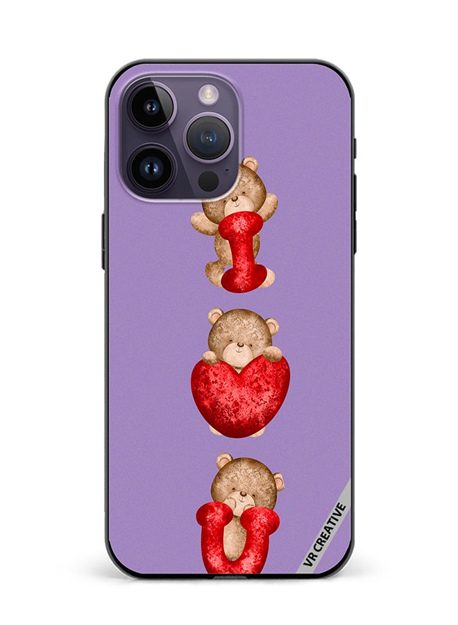 VR CREATIVE Protective Case Cover For Apple iPhone 15 Pro Max Bear I Love You Design Multicolour - Image 1