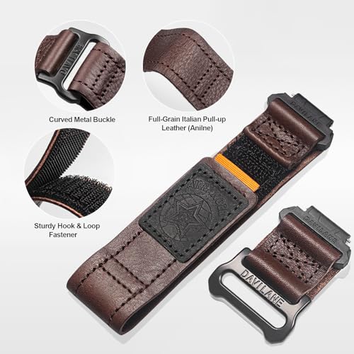 DAVILANE Watch Band Strap for Casio Mens G-Shock GA-100/110/120/135/140/150/200/2100/2110,GB-5600,GBA-400,GW-M5610, 16mm Leather Hook & Loop Casio strap - Image 5