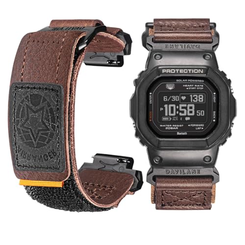 DAVILANE Watch Band Strap for Casio Mens G-Shock GA-100/110/120/135/140/150/200/2100/2110,GB-5600,GBA-400,GW-M5610, 16mm Leather Hook & Loop Casio strap - Image 1